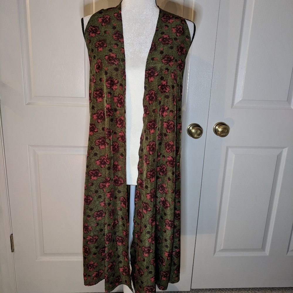 LuLaRoe Joy floral longline vest / kimono XS